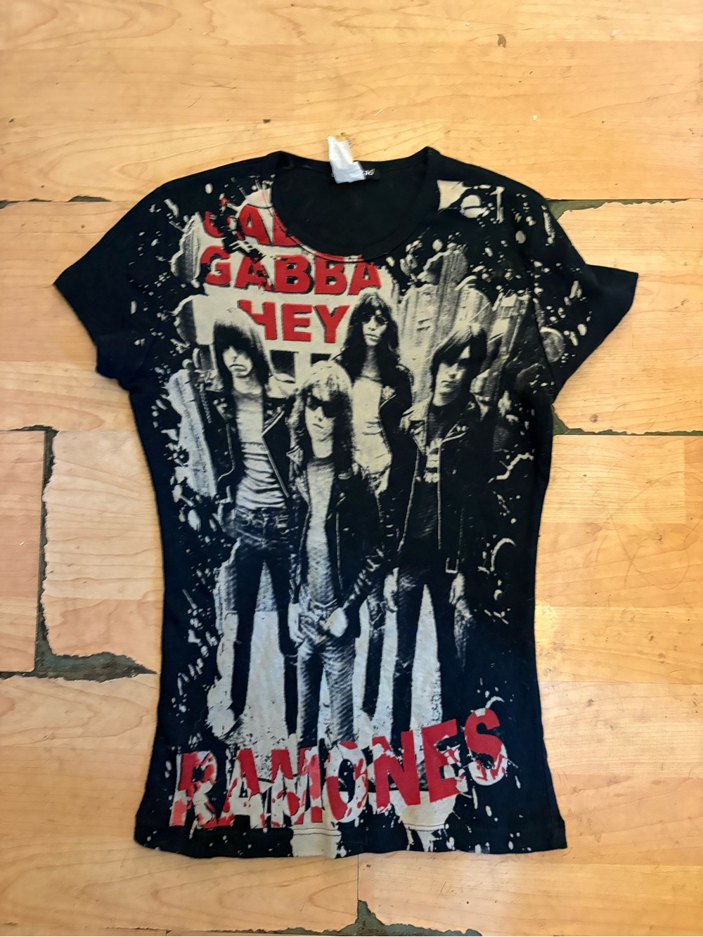 THE RAMONES Y2K Gabba Gabba Hey Baby Tee Tshirt Woman Sz M Punk GLAMHEAD AB16